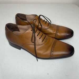 Salvatore Ferragamo Boston Cap Toe Lace Up Dress Shoes Brown Sz 8.5 E